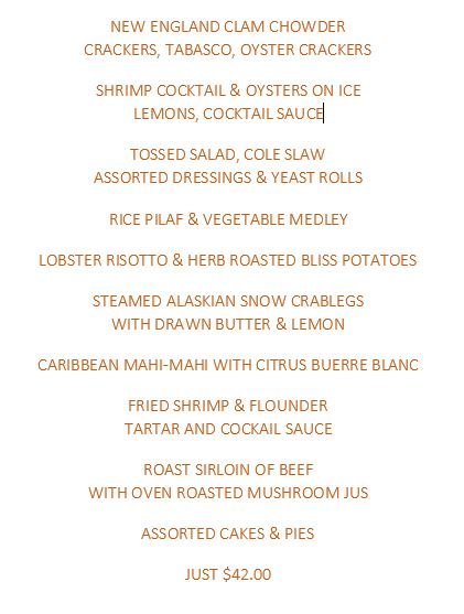 Seafood Night - seafood menu